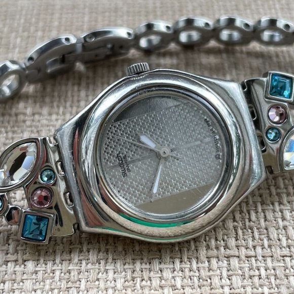 Swatch Ladies Wrist Watch SWISS AG Quartz Analog Multi color crystal Watch - Picture 4 of 12